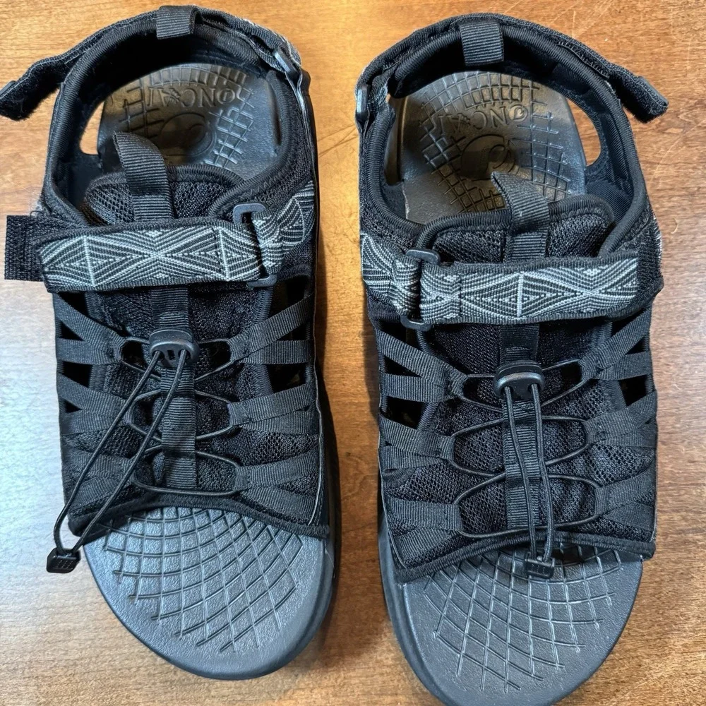 ONCAI Sport Sandals Mens 14 Black Athletic Hiking Strappy‎ Bungee Cord Outdoor